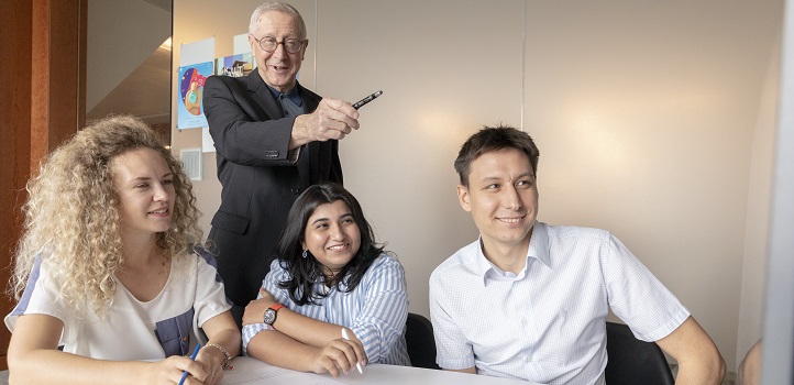 Georgiy Stenchikov and his research team (L-R)—doctoral students Evgeniya Predybaylo and Jerry Raj, and postdoc Sergey Osipov—reveal how the Red Sea’s location in a dust trap affects the regional climate.