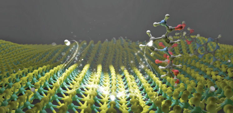 An artist's rendition of molybdenum ions directly participating in the hydride transfer process.