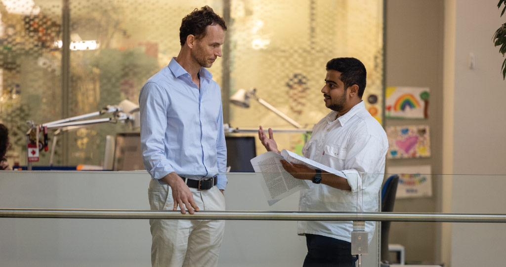 Professor Stefan Arold (left) and postdoc Afaque Momin hope that their biofilm-busting enzyme will be a new solution to prevent biofouling in a variety of settings.