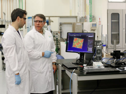 TorOve Leiknes (right) and his PhD student Luca Fortunato (left) in their laboratory at KAUST.