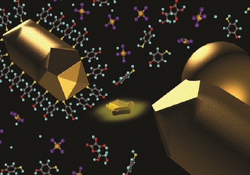 Growth of a gold nanosphere on a thiol-capped gold nanorod acting as a seed.