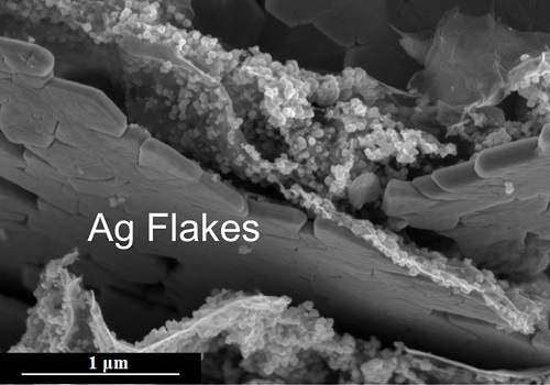 Silver microflakes suitable for flexible electrodes are grown using a simple chemical method.