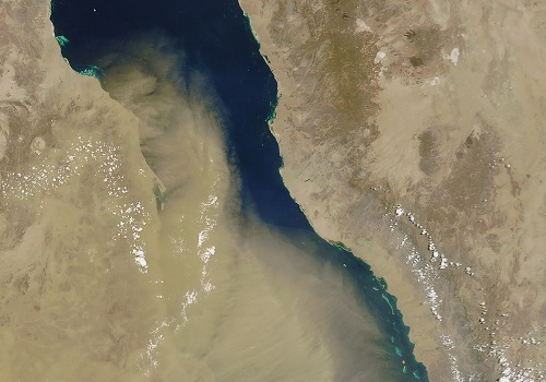 Airborne dust over the Red Sea as imaged by NASA’s Aqua satellite in June 2016.