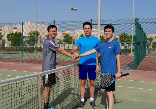 A tennis match between the researchers provided the perfect forum to discuss some new ideas about microspheres.