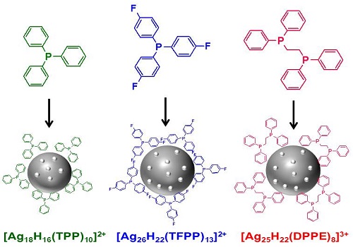 Clusters of silver atoms studded with hydrides combine with selected other small molecules to form a stabilizing shell.