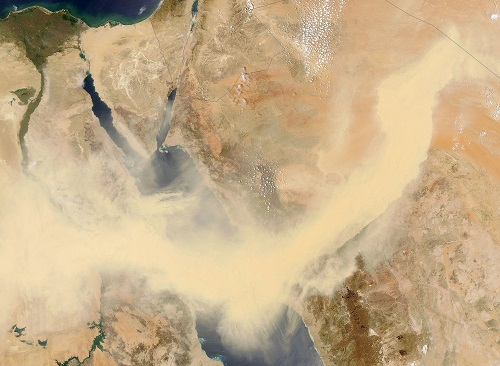 A Red Sea sandstorm in 2005. Better prediction of extreme events, like natural disasters, such as sandstorms, could help mitigate and plan for their impact.