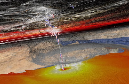 Visual tools can help us to scrutinize our surroundings, direct our research and bring new discoveries to the masses. This image is a storm simulated by KAUST’s Visualization Core Lab.