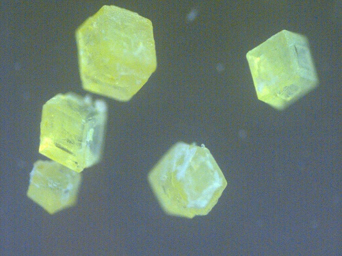 The perovskite has a strong green fluorescence.