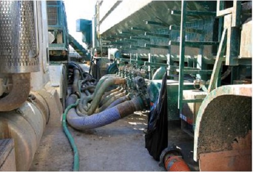To generate sand slurry requires a low-pressure manifold to mix water and polymers with sand.