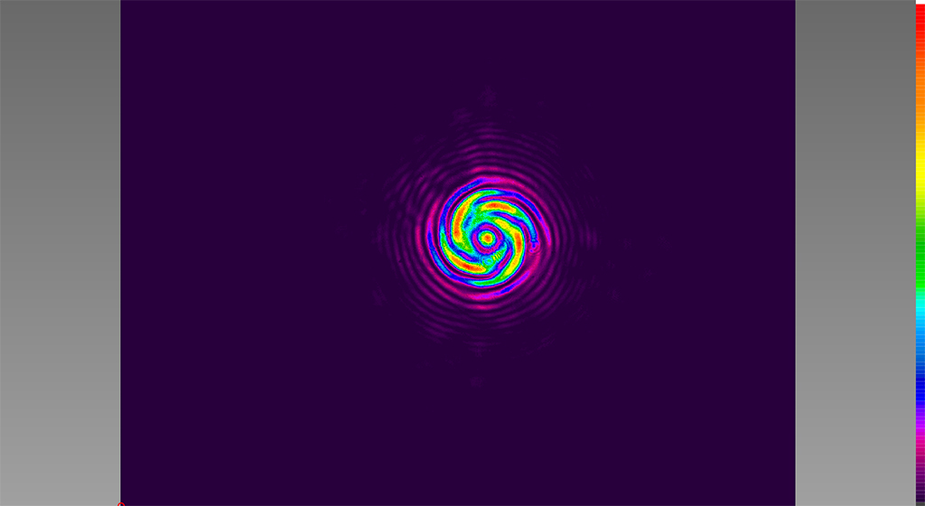 An optical pattern of an OAM beam as recorded by CCD camera.